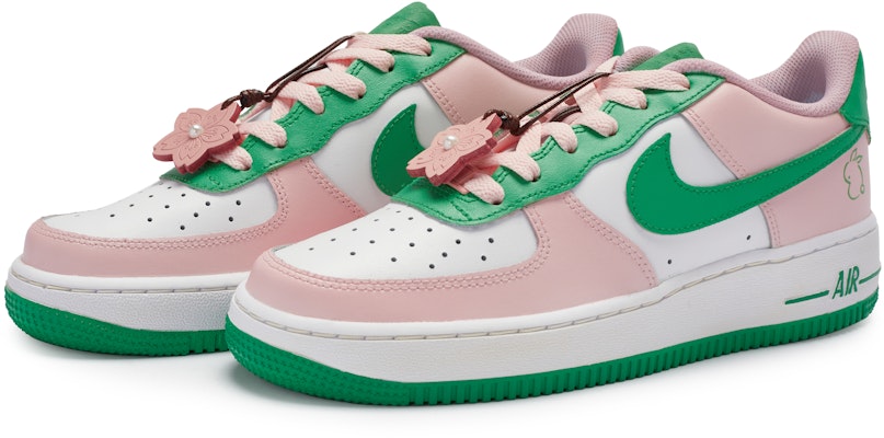 【訂製球鞋】Nike Air Force 1 Low 牛角尖 櫻花兔 清新潔淨 簡約百搭 防滑 低筒 板鞋 GS 粉綠白 Lookbook 【訂製球鞋】Nike Air Force 1 Low 牛角尖 櫻花兔 清新潔淨 簡約百搭 防滑 低筒 板鞋 GS 粉綠白