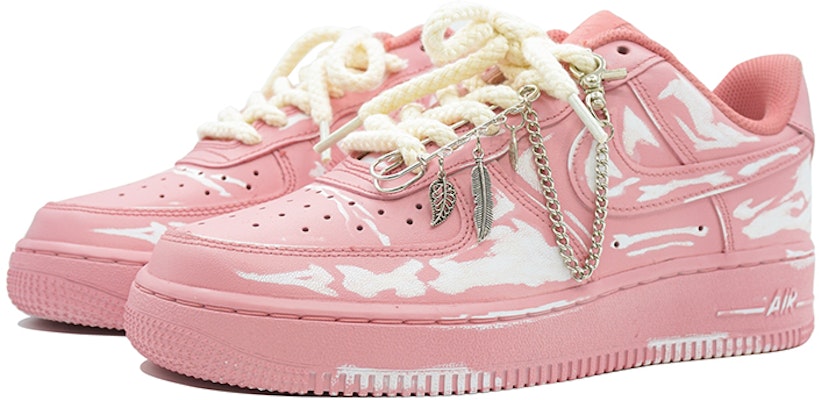 【定制球鞋】Nike Air Force 1 Low ABLOODING 浸染做舊 刮刮樂 粉色藝術館 骨紋 鏈條 休閒 防滑耐磨 低筒 板鞋 男款 粉色 Lookbook 【定制球鞋】Nike Air Force 1 Low ABLOODING 浸染做舊 刮刮樂 粉色藝術館 骨紋 鏈條 休閒 防滑耐磨 低筒 板鞋 男款 粉色