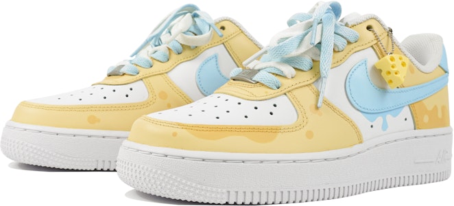 【定制球鞋】Nike Air Force 1 Low 玖制 海鹽起司 動畫乳酪 雙層鞋帶 掛飾 低筒 板鞋 男款 黃藍 Lookbook 【定制球鞋】Nike Air Force 1 Low 玖制 海鹽起司 動畫乳酪 雙層鞋帶 掛飾 低筒 板鞋 男款 黃藍