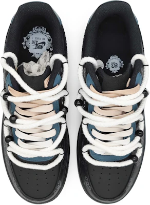 【客製化球鞋】Nike Air Force 1 Low 空軍一號 絲路中式紋理 創意解構鞋帶 國風 低筒 板鞋 男款 黑銀 Shop 【客製化球鞋】Nike Air Force 1 Low 空軍一號 絲路中式紋理 創意解構鞋帶 國風 低筒 板鞋 男款 黑銀