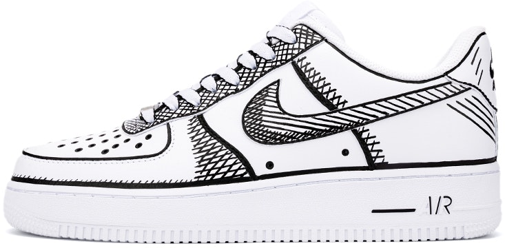 custom-shoes-nike-air-force-1-low-sketch-white-black