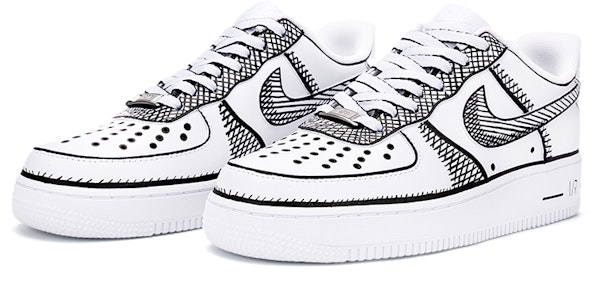 カスタム Nike Air Force 1 Low スケッチ白黒 CW2288-111(Team18-AF1男款素描排线) Lookbook カスタム Nike Air Force 1 Low スケッチ白黒 CW2288-111(Team18-AF1男款素描排线)