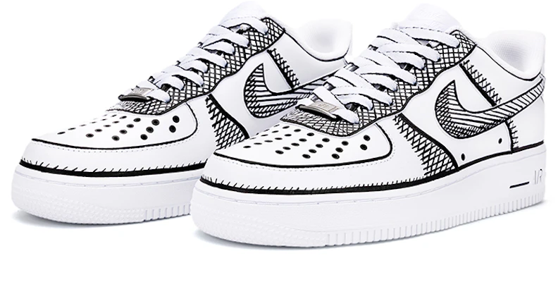 カスタム Nike Air Force 1 Low スケッチ白黒 CW2288-111(Team18-AF1男款素描排线) Lookbook カスタム Nike Air Force 1 Low スケッチ白黒 CW2288-111(Team18-AF1男款素描排线)