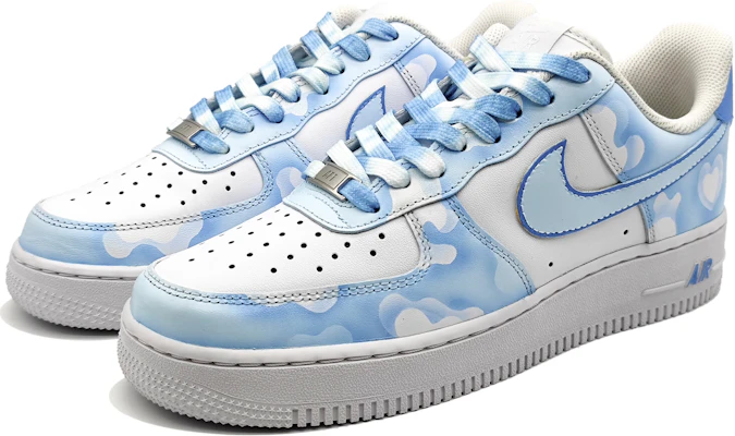 【定制球鞋】 Nike Air Force 1 Low LE 蔚藍天空 仙境迷蹤 抽象藝術 雙重愛心 低幫 板鞋 GS 藍色 Lookbook 【定制球鞋】 Nike Air Force 1 Low LE 蔚藍天空 仙境迷蹤 抽象藝術 雙重愛心 低幫 板鞋 GS 藍色