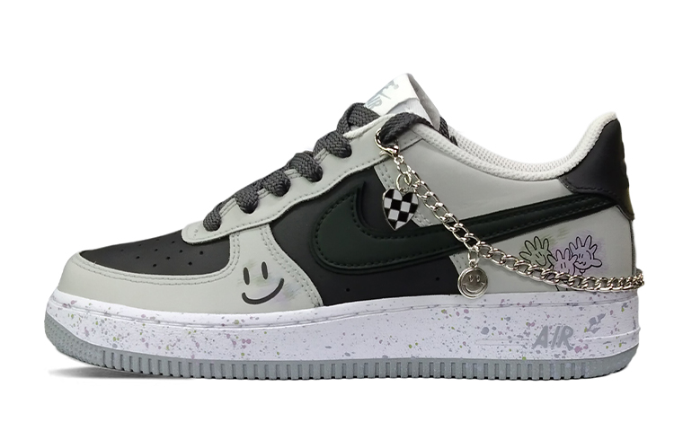 Buy [Sepatu Kustom] Nike Air Force 1 Low 'Smiley Balloon Hitam Abu-abu' DX5805-100(TeamK-拇指笑脸)