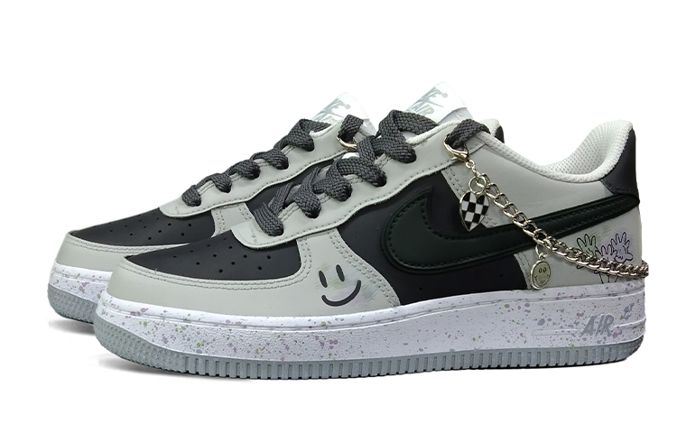 Lookbook [Sepatu Kustom] Nike Air Force 1 Low 'Smiley Balloon Hitam Abu-abu' DX5805-100(TeamK-拇指笑脸)
