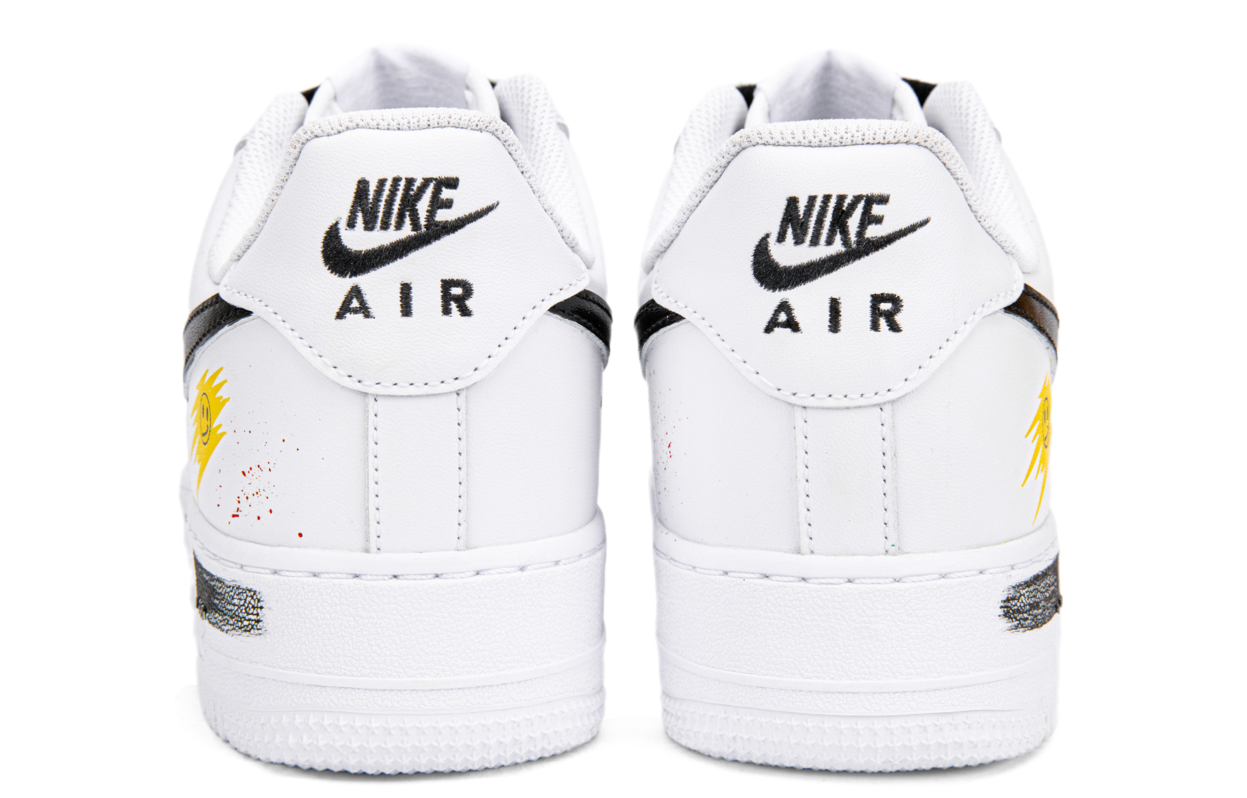 Shop [カスタムシューズ] ナイキ エアフォース1 ロー 'スマイリーグラフィティ ブラック-ホワイト' CW2288-111(Team18-AF1笑脸泼墨）