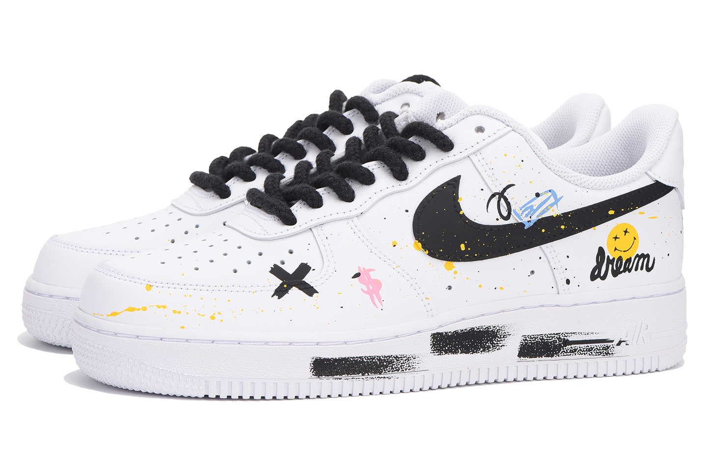 Lookbook 나이키 에어포스 1 '스마일리 스플래터' (검/흰) CW2288-111(Team59-男款泼墨笑脸二)