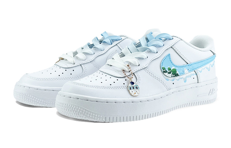 Lookbook 나이키 에어포스 1 로우 '스노우맨 화이트-블루파인' (커스텀) DH2920-111(Team40-冬天的守望蓝白)