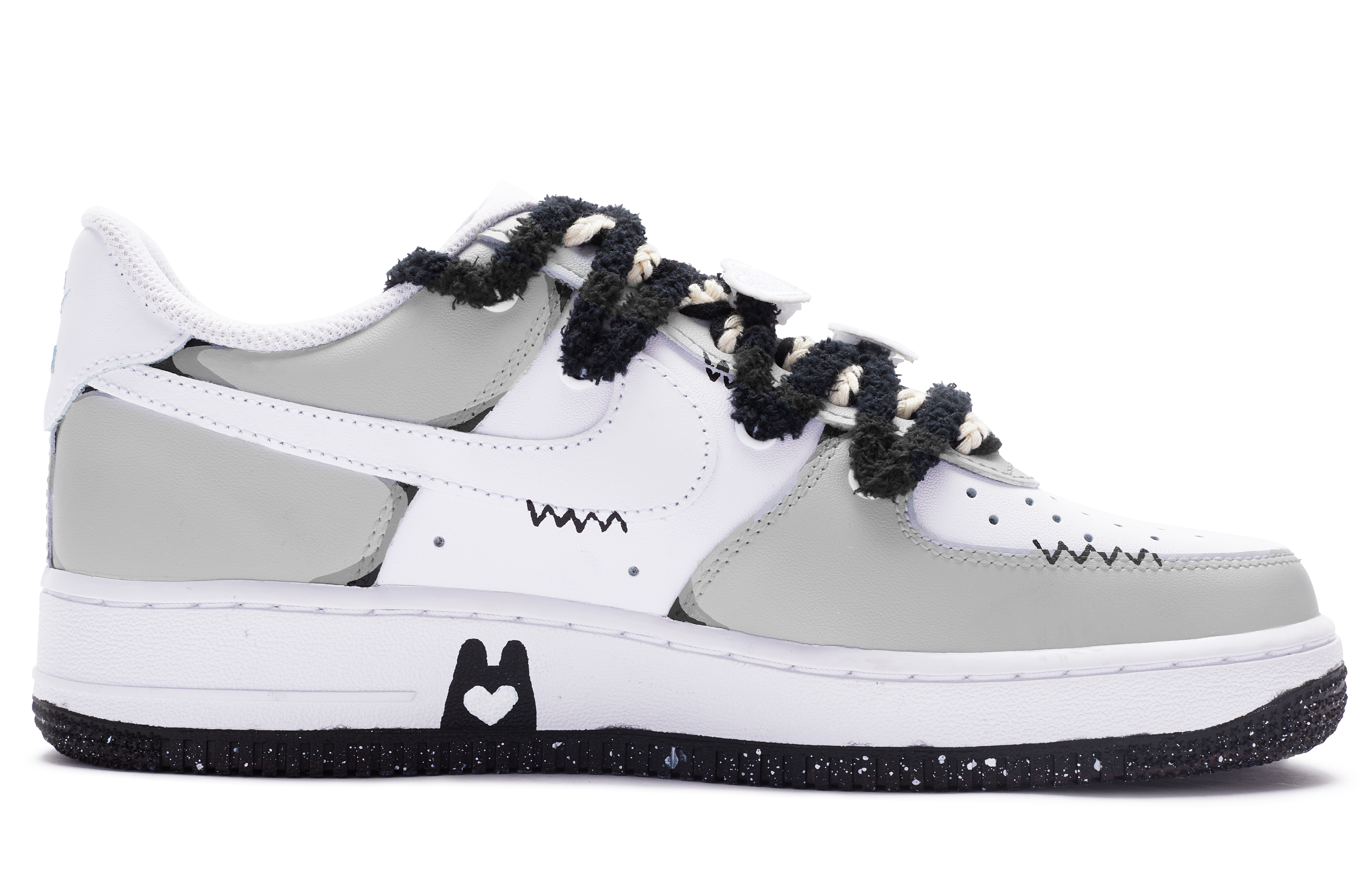 Order Nike Air Force 1 Bajas Desconstruidas Negras Grises CW2288-111(TeamR-男款偷心恶作剧S-BOX)