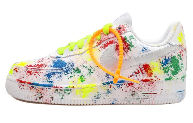 Buy カスタムシューズ ナイキ エアフォース1 ロー 'スプラッタースウッシュシルバースターマルチカラー' CW2288-111(Team拾玖-彩色泼墨男S-BOX)