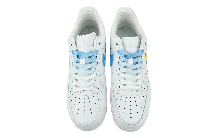 Shop 나이키 에어포스1 로우 '스플래터 화이트 블루 옐로우' (커스텀) DH2920-111(Team叁-女款兔子钓星星S-BOX)