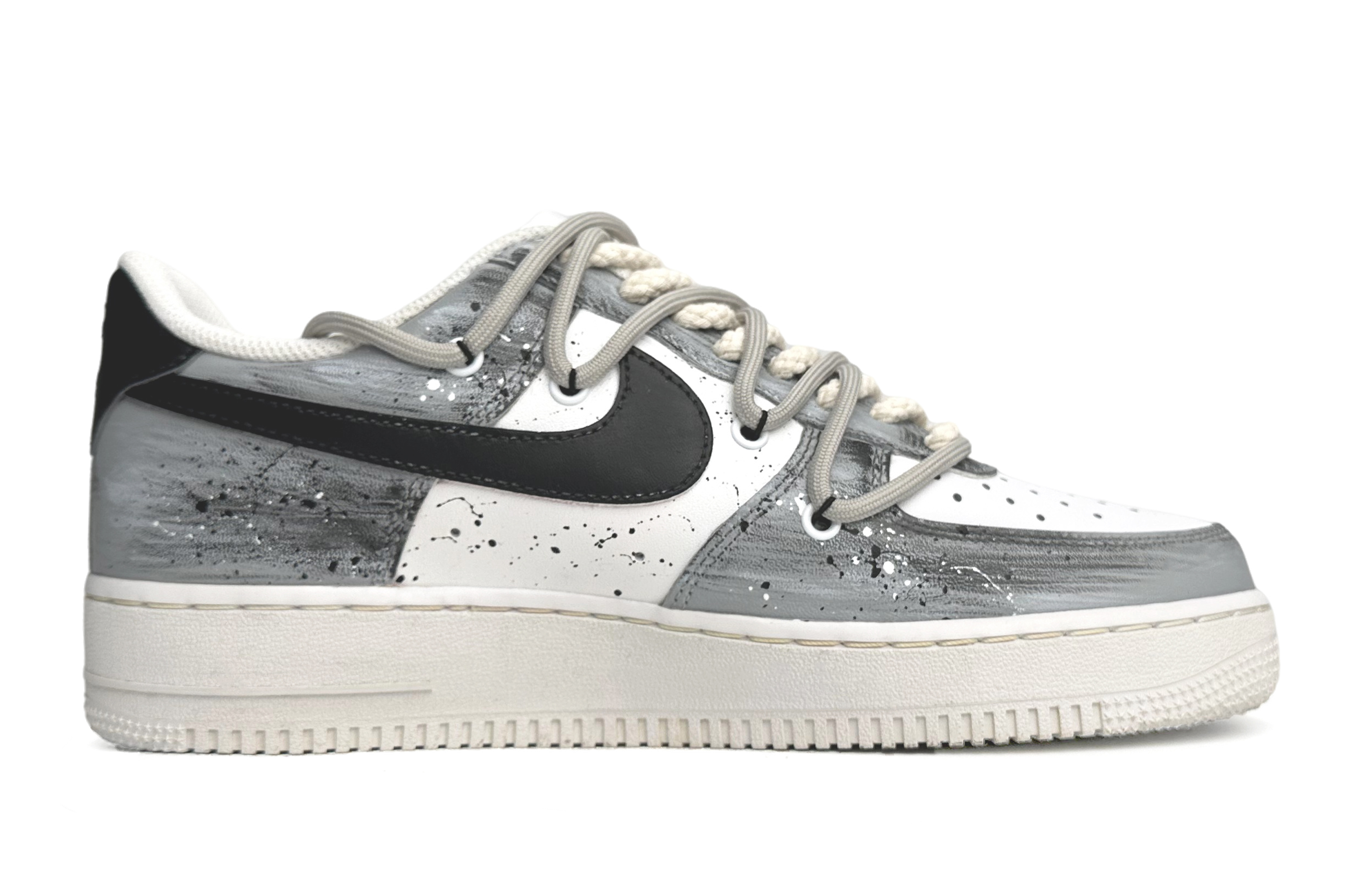 Order 나이키 에어포스 1 로우 '스플래터 그레이-화이트' (커스텀) CW2288-111(Team11-久念年华男款灰白)
