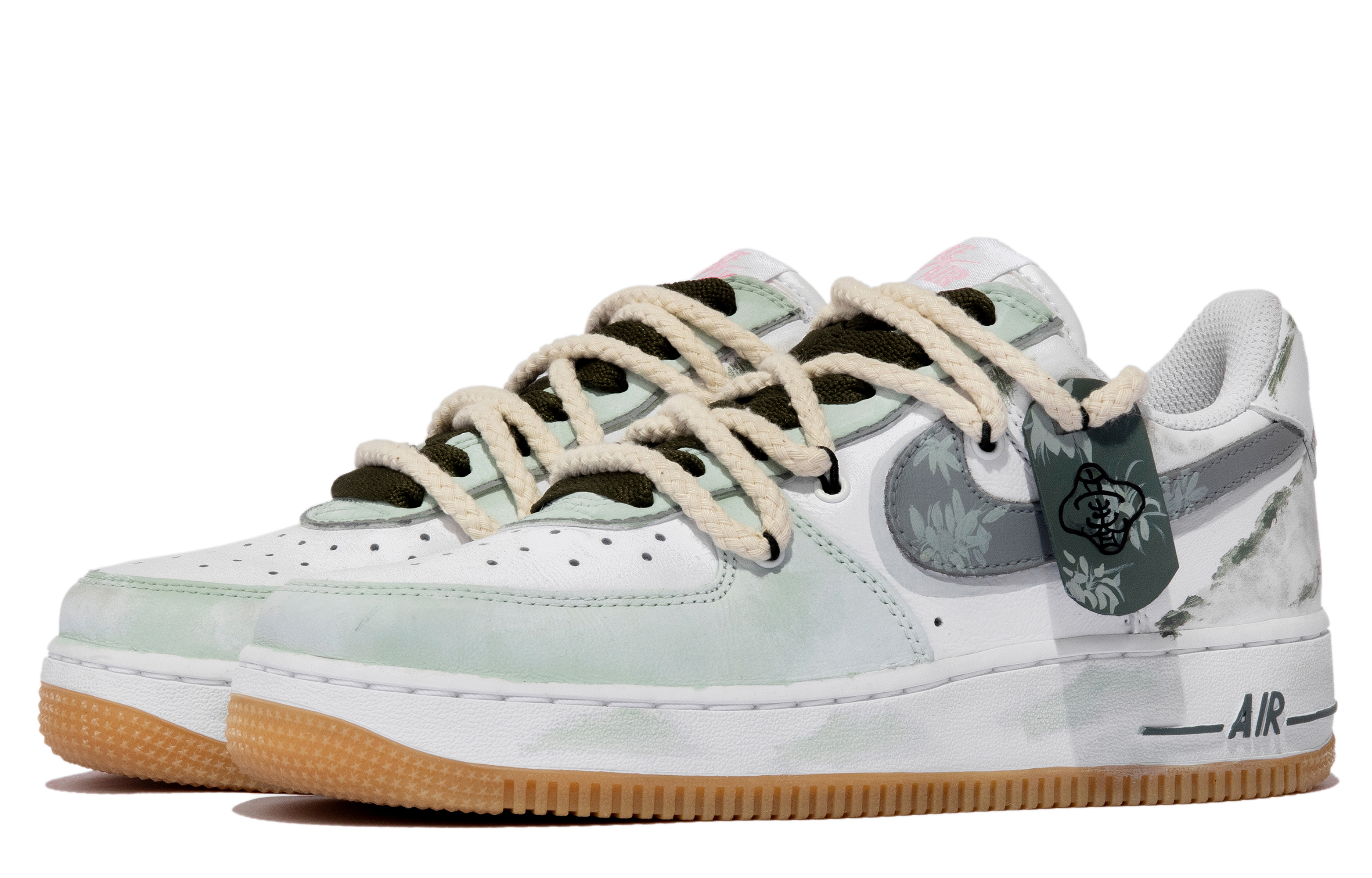 Lookbook [Kasut Custom] Nike Air Force 1 Low 'Spring Dream Leaf' DM0576-101(TeamM-男女同款梦游春日xhzz)