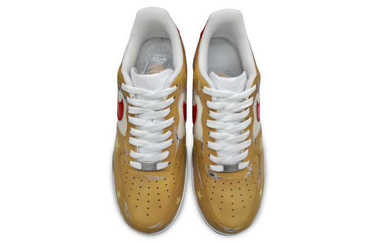 Shop カスタム エアフォース1 ロー "スター/ビンテージ赤黄" 315122-111(TeamD-酒精刮刮乐做旧恒星红黄)