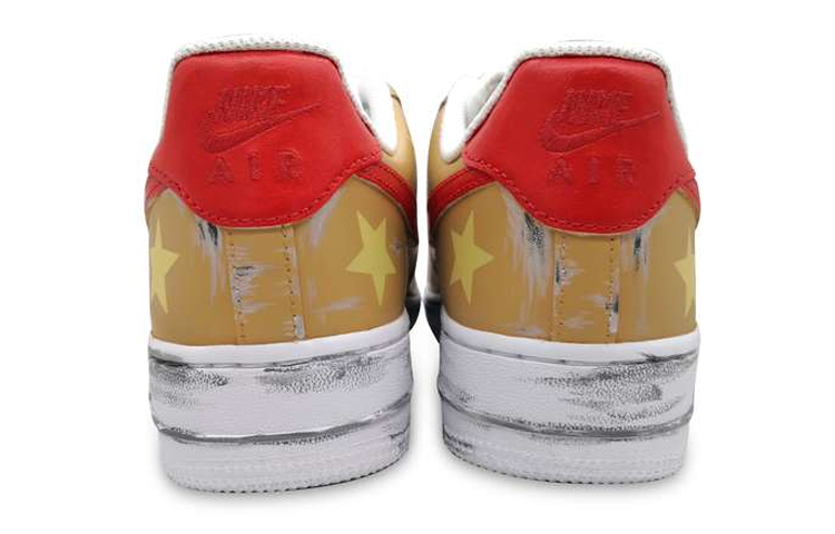 Purchase カスタム エアフォース1 ロー "スター/ビンテージ赤黄" 315122-111(TeamD-酒精刮刮乐做旧恒星红黄)