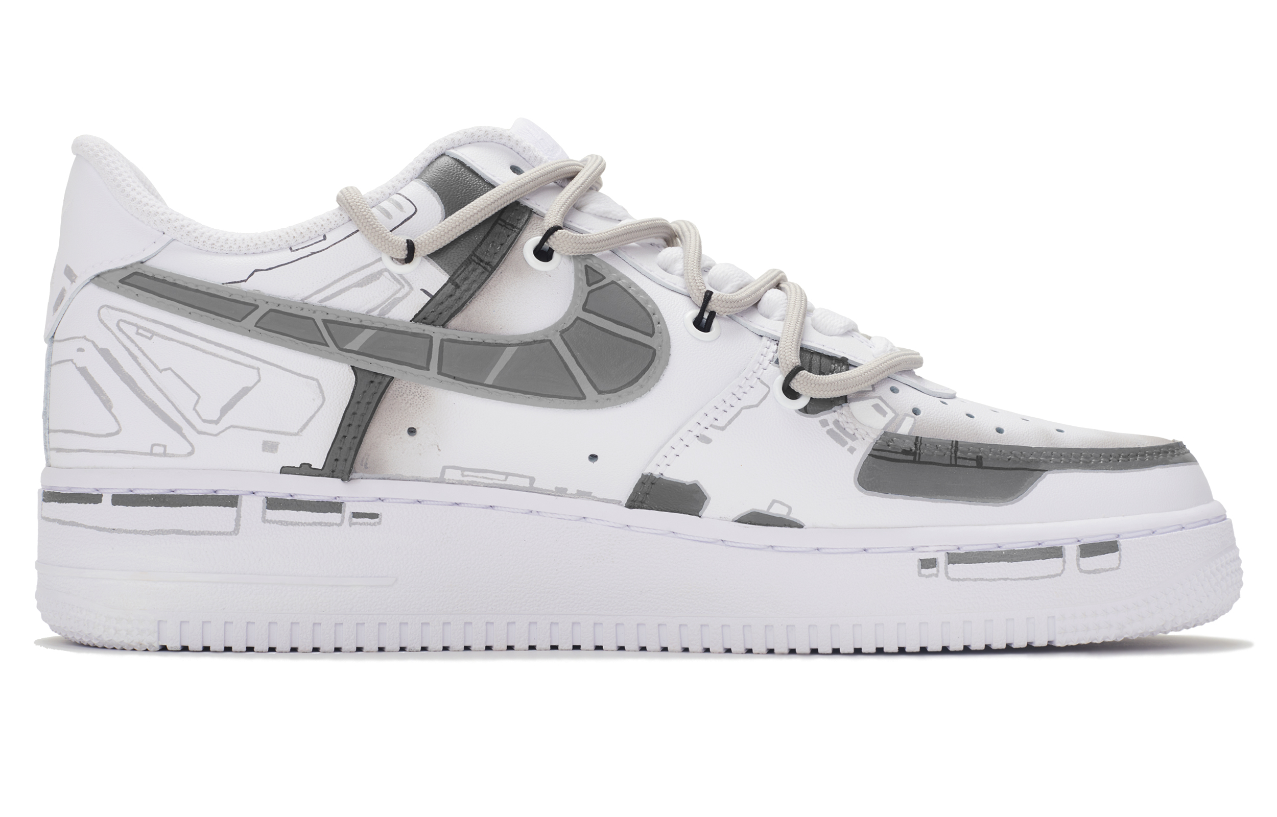 Order Zapatillas Nike Air Force 1 Low 'Star Trooper Deconstructed Gris Blanco' CW2288-111(TeamR-男款星际战士灰白)