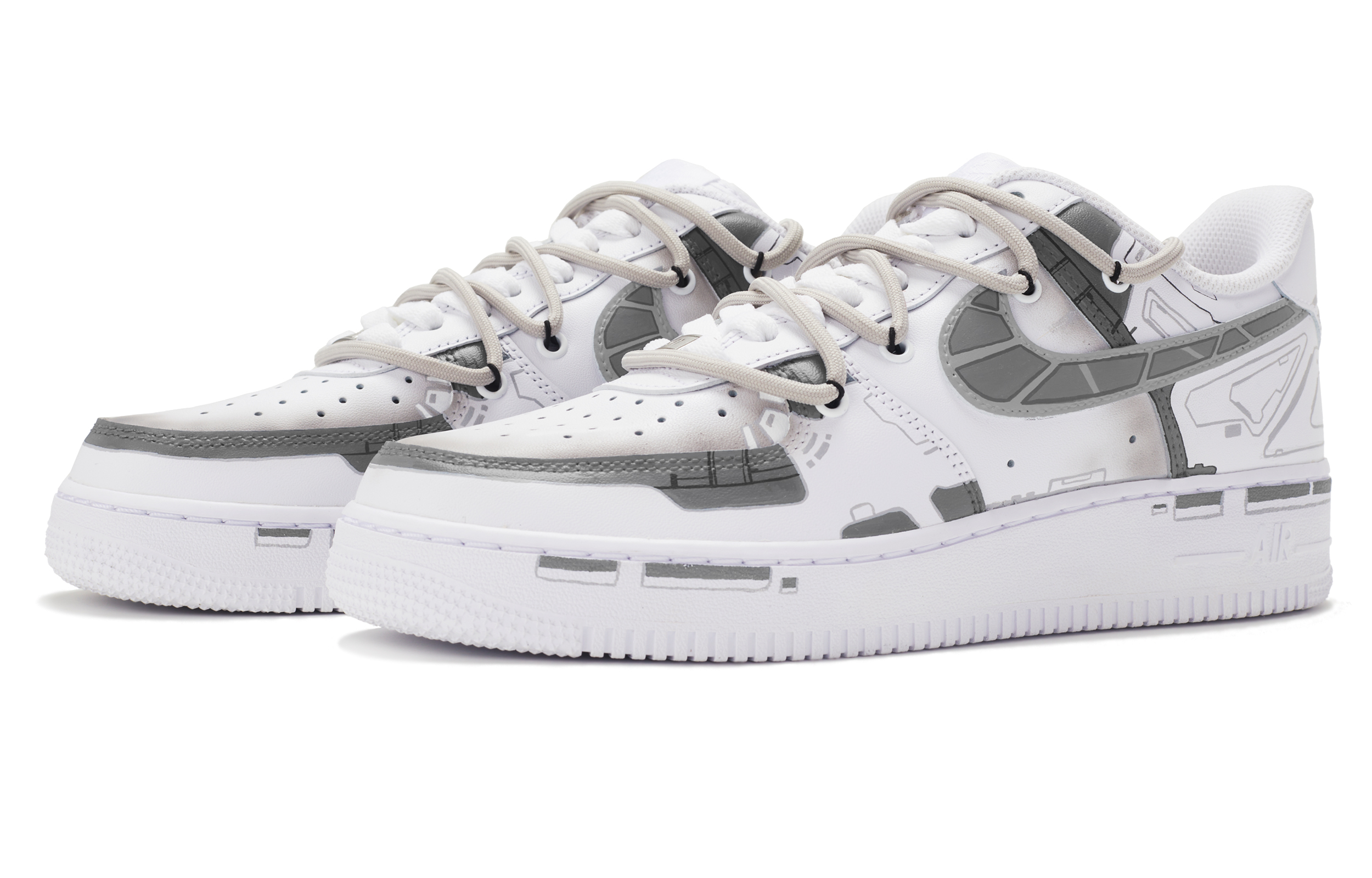 Lookbook Zapatillas Nike Air Force 1 Low 'Star Trooper Deconstructed Gris Blanco' CW2288-111(TeamR-男款星际战士灰白)