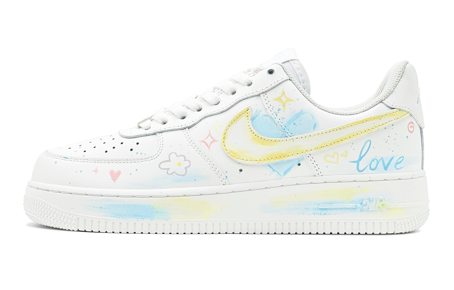 Buy Zapatillas Nike Air Force 1 Low 'Azul Estrellado Amarillo' DH2920-111(TeamS-爱心涂鸦女S-BOX)