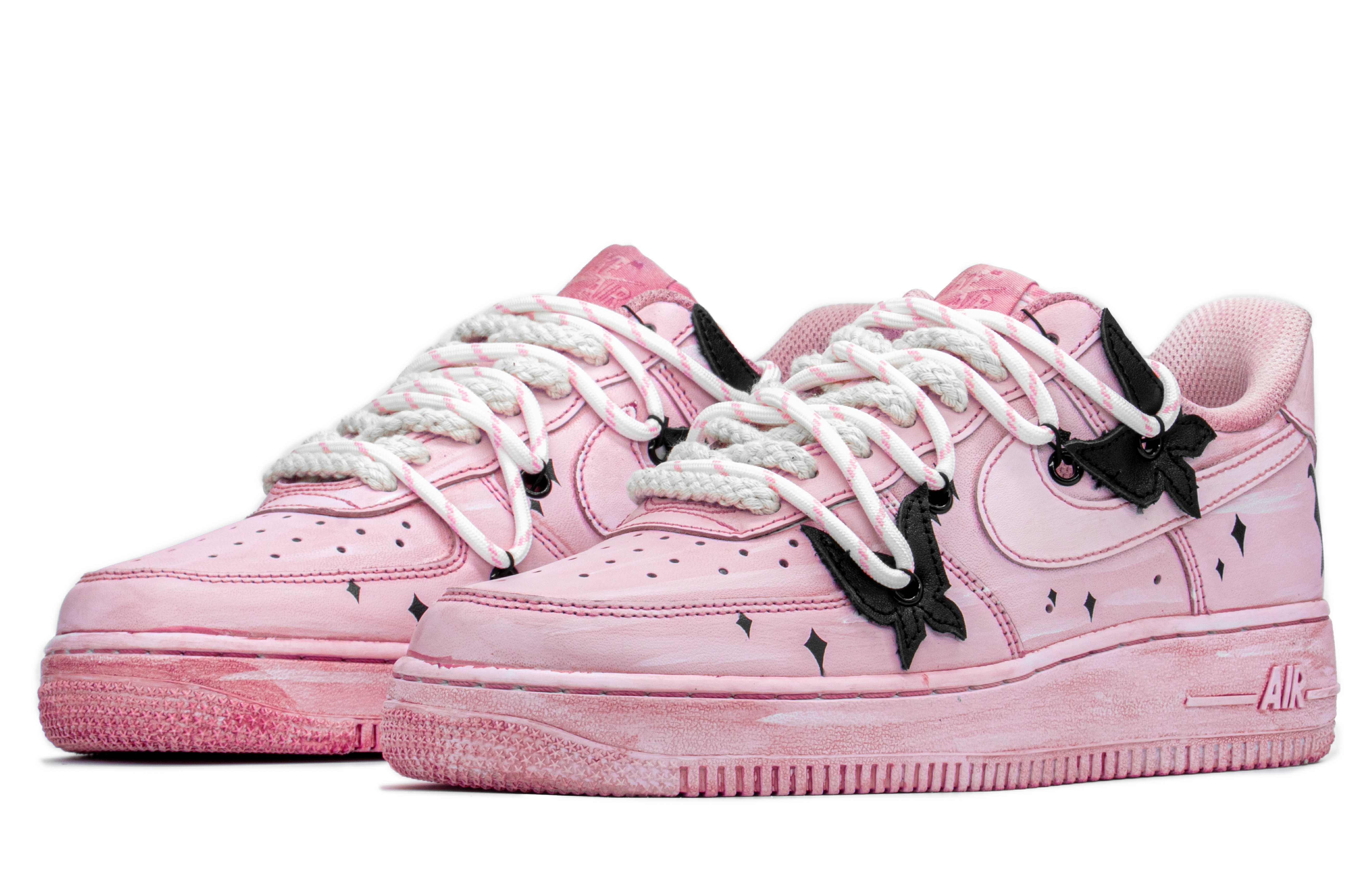 Lookbook [Sepatu Custom] Nike Air Force 1 Low 'Bintang Merah Muda-Hitam' DH2920-111(TeamA-AF1粉色蝴蝶S-BOX)