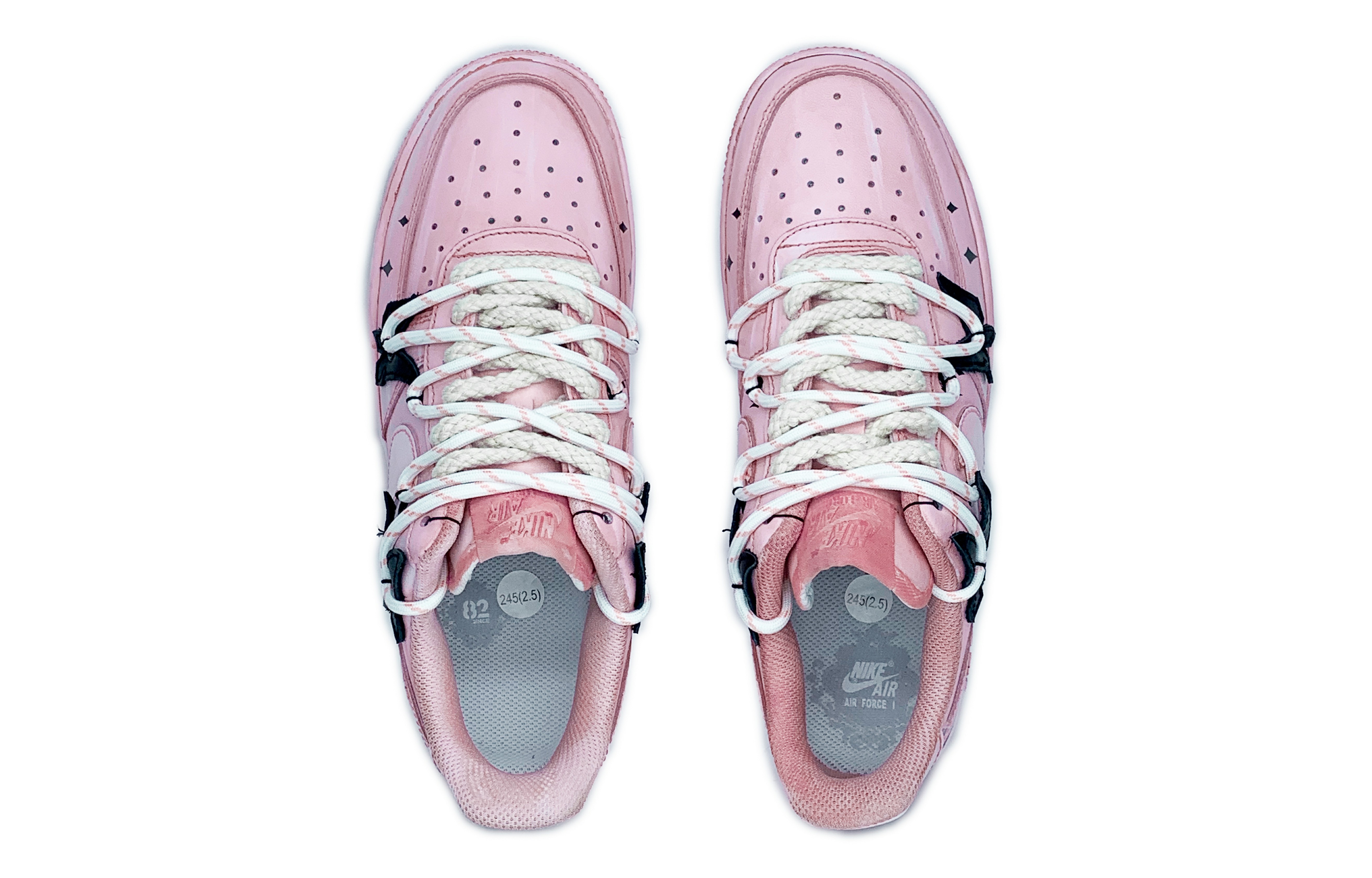 Shop [Sepatu Custom] Nike Air Force 1 Low 'Bintang Merah Muda-Hitam' DH2920-111(TeamA-AF1粉色蝴蝶S-BOX)