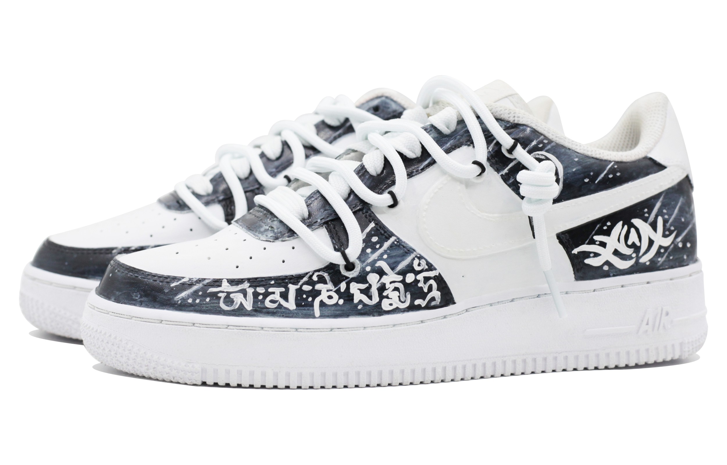 Lookbook [Custom Shoes] Nike Air Force 1 Low 'Starry Sanskrit Black-White'