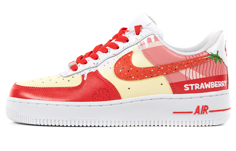 Buy 【定制球鞋】Nike Air Force 1 Low 空軍一號低幫草莓蛋糕甜品夏日甜品主題定制板鞋 男女同款 紅黃