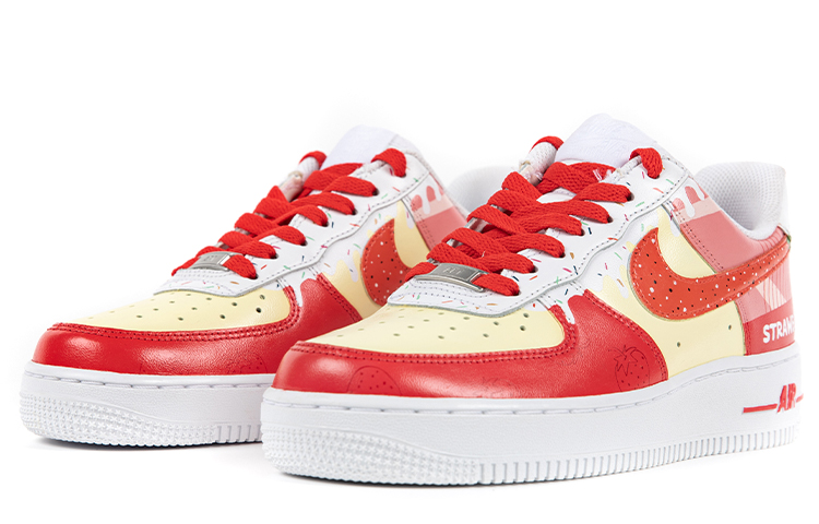 Lookbook 【定制球鞋】Nike Air Force 1 Low 空軍一號低幫草莓蛋糕甜品夏日甜品主題定制板鞋 男女同款 紅黃