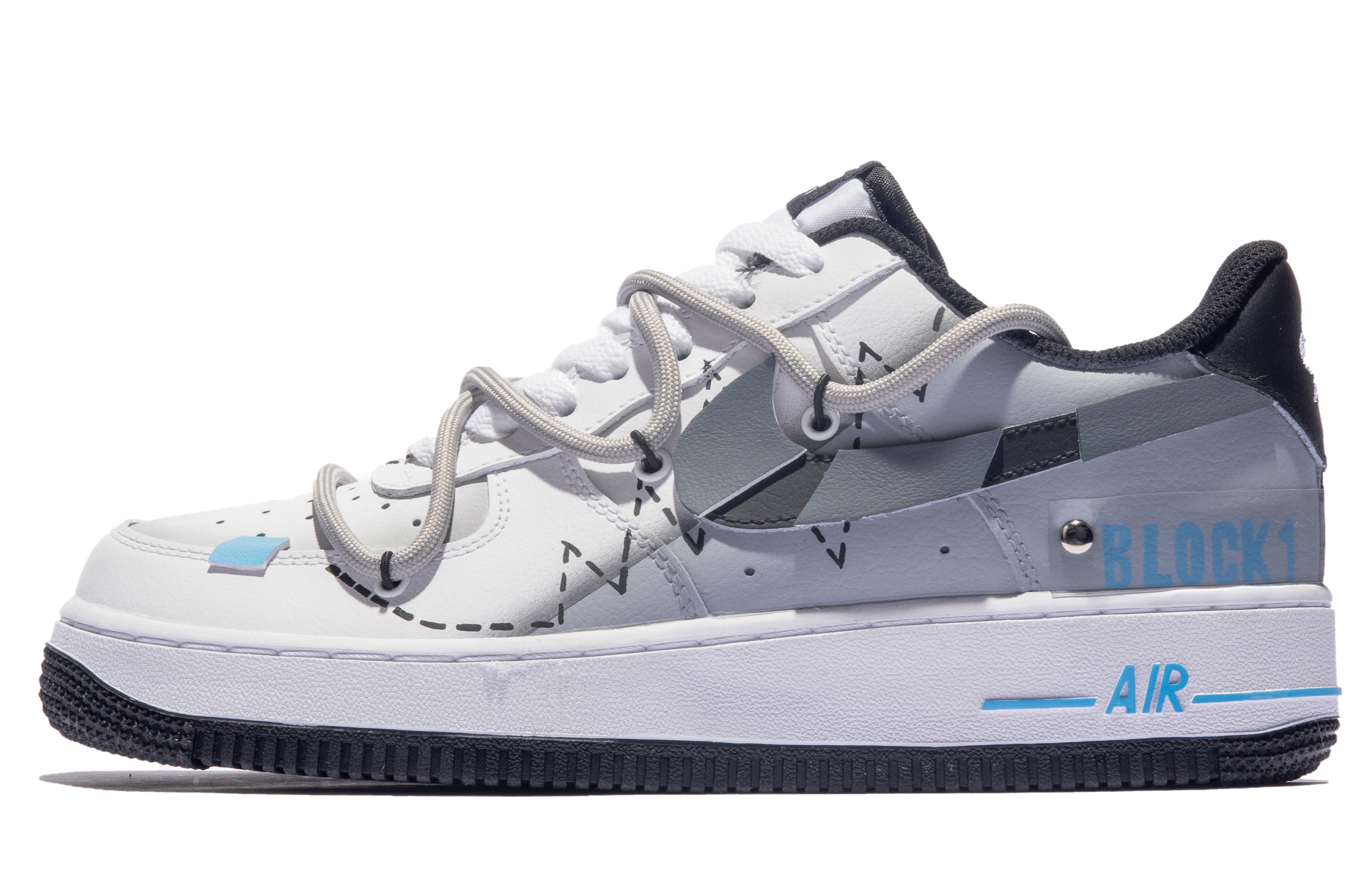 [Custom Shoes] Nike Air Force 1 Low 'Street District Graffiti White Grey'