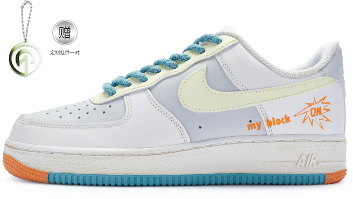 【定制球鞋】 Nike Air Force 1 Low 811製造 街區漫遊 街頭塗鴉 手繪噴繪 低幫 板鞋 GS 白灰藍 Buy 【定制球鞋】 Nike Air Force 1 Low 811製造 街區漫遊 街頭塗鴉 手繪噴繪 低幫 板鞋 GS 白灰藍