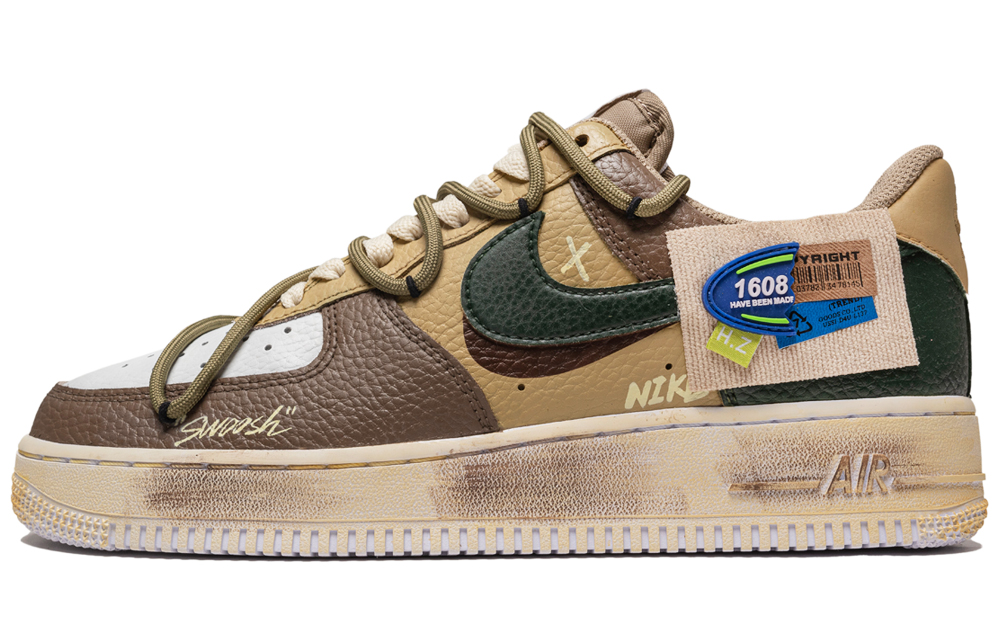 Buy 【客製球鞋】Nike Air Force 1 Low 街頭塗鴉 復古摩卡 拆解鞋帶 耐磨防滑 低筒 滑板鞋 男款 摩卡綠