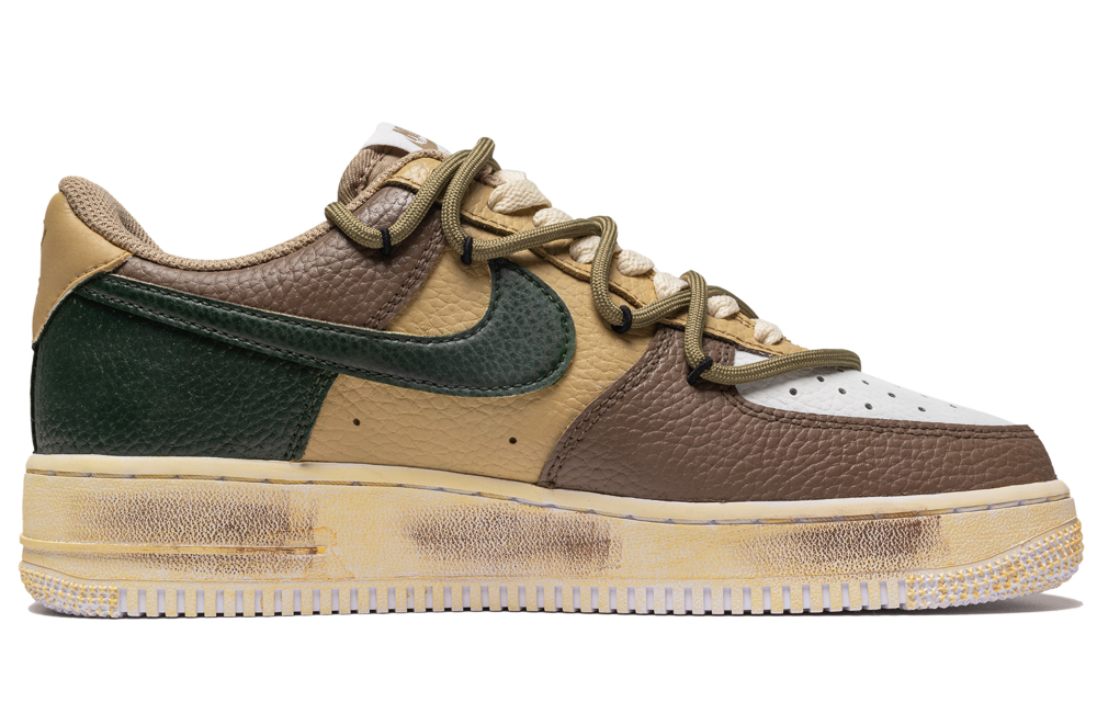 Order 【客製球鞋】Nike Air Force 1 Low 街頭塗鴉 復古摩卡 拆解鞋帶 耐磨防滑 低筒 滑板鞋 男款 摩卡綠