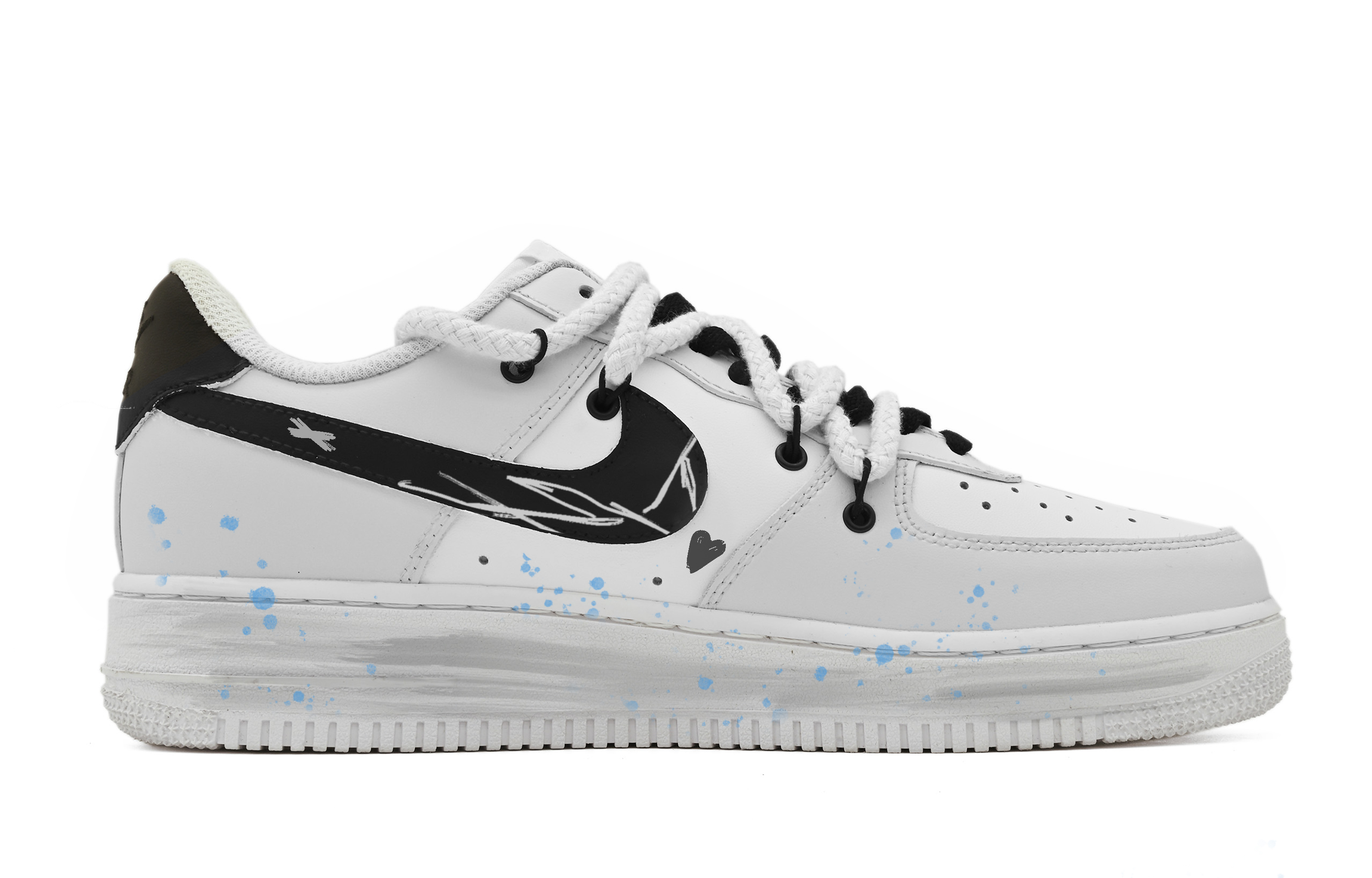 Order 【定製球鞋】Nike Air Force 1 Low 球鞋客 街頭塗鴉 解構 小熊警告 低筒 板鞋 男款 黑白