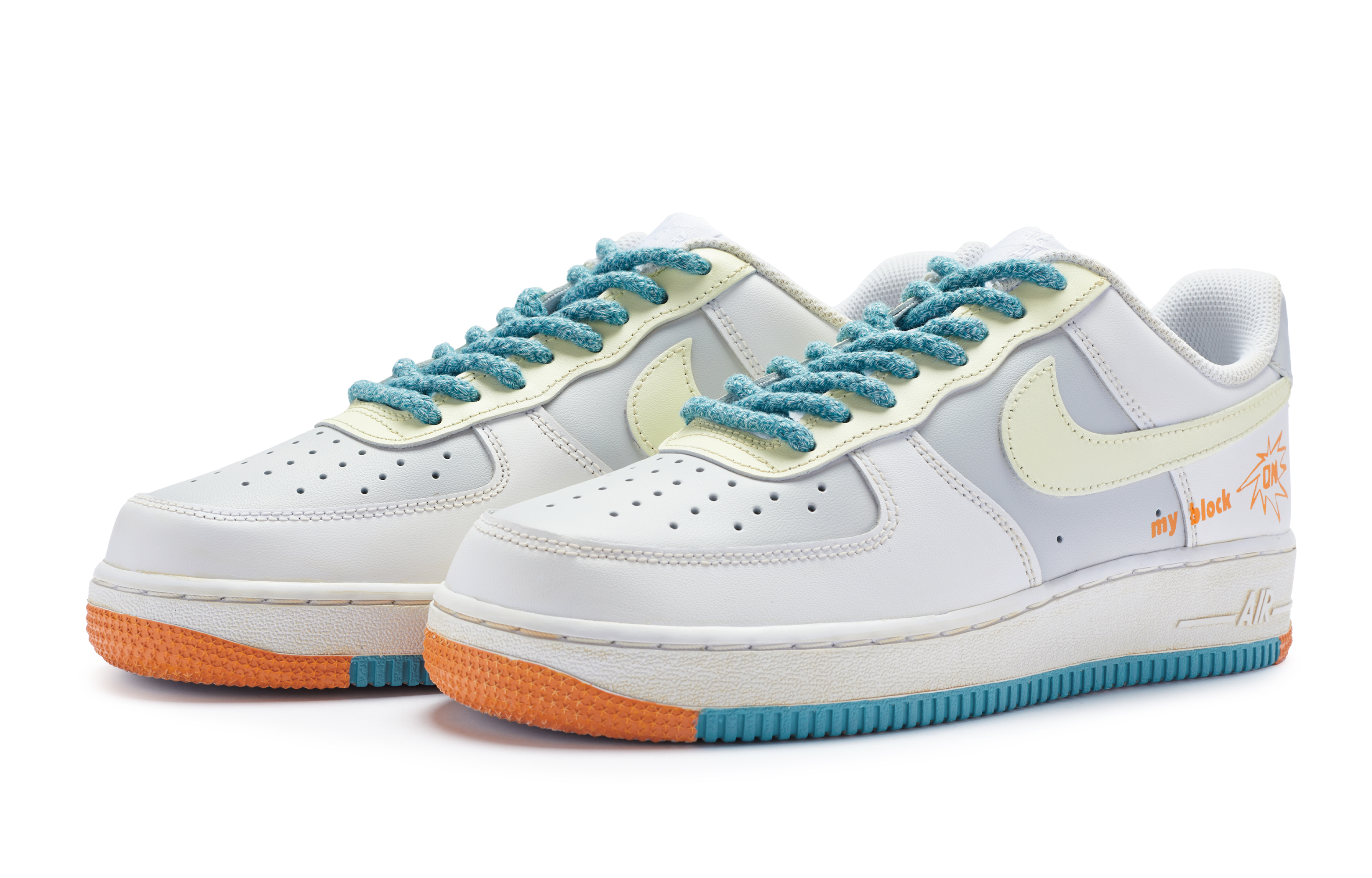 Lookbook 【定制球鞋】 Nike Air Force 1 Low 811製造 街區漫遊 街頭塗鴉 手繪噴繪 低幫 板鞋 GS 白灰藍