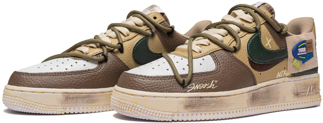 【客製球鞋】Nike Air Force 1 Low 街頭塗鴉 復古摩卡 拆解鞋帶 耐磨防滑 低筒 滑板鞋 男款 摩卡綠 Lookbook 【客製球鞋】Nike Air Force 1 Low 街頭塗鴉 復古摩卡 拆解鞋帶 耐磨防滑 低筒 滑板鞋 男款 摩卡綠
