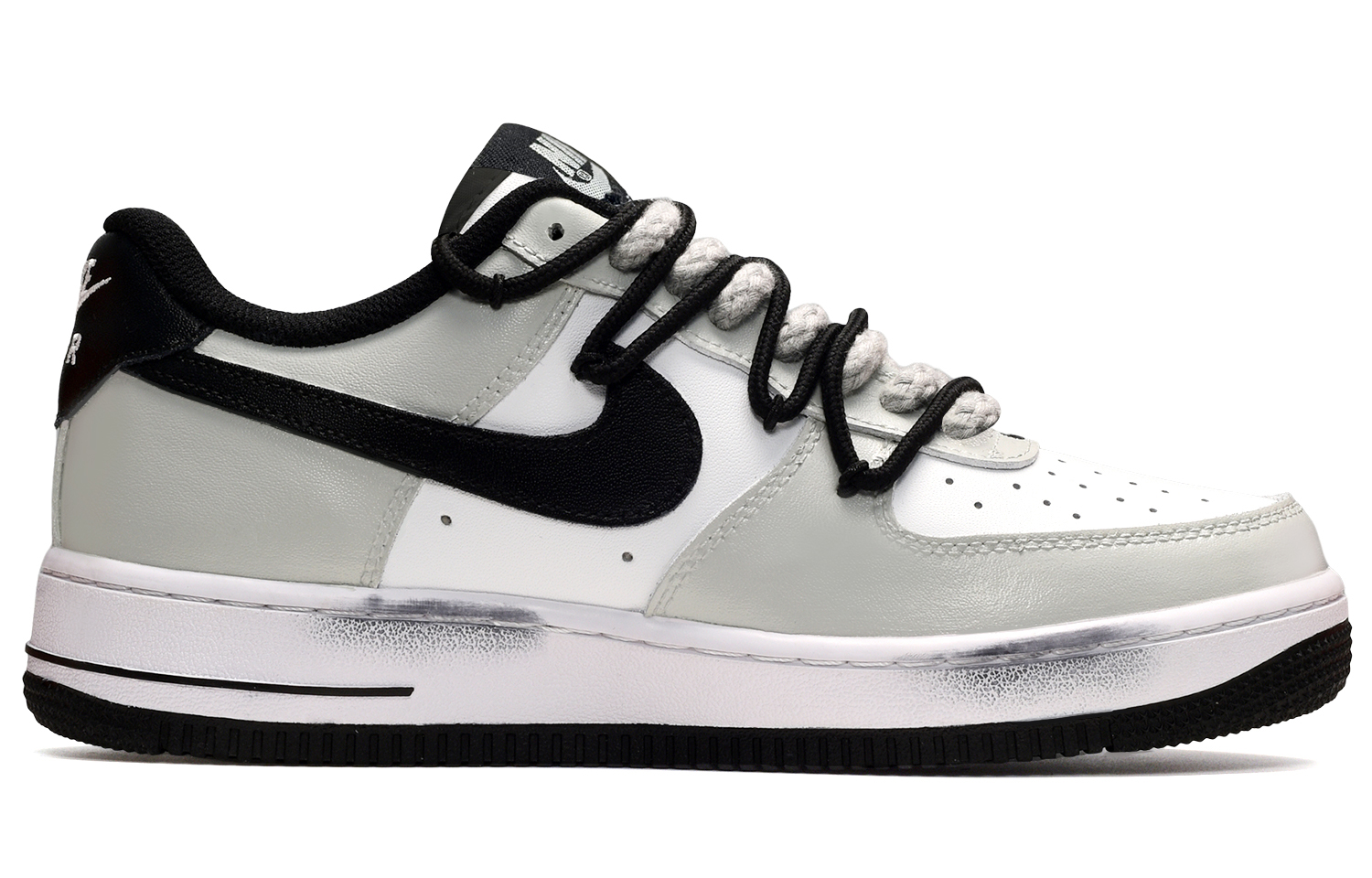 Order [定制鞋款] 耐克空军一号低帮‘夏季酷感解构 - 十字黑白灰’ DR9867-102(TeamE-男女同款十字架黑白灰)