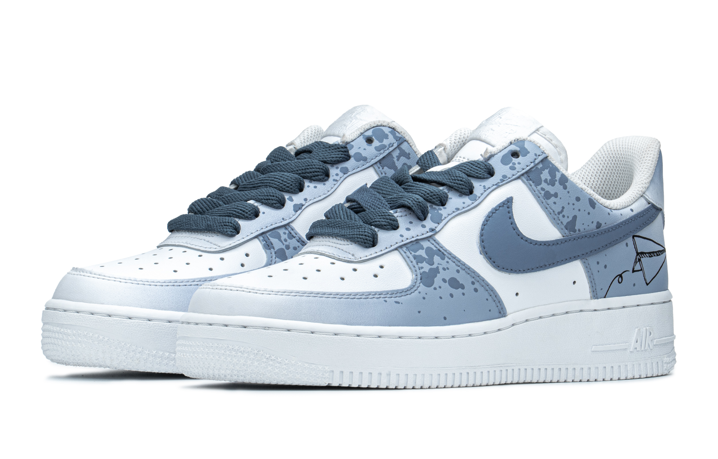 Lookbook [定制鞋款] 耐克空军一号低帮 '夏日涂鸦纸飞机蓝' DH2920-111(TeamA-AF泼墨纸飞机S-BOX)