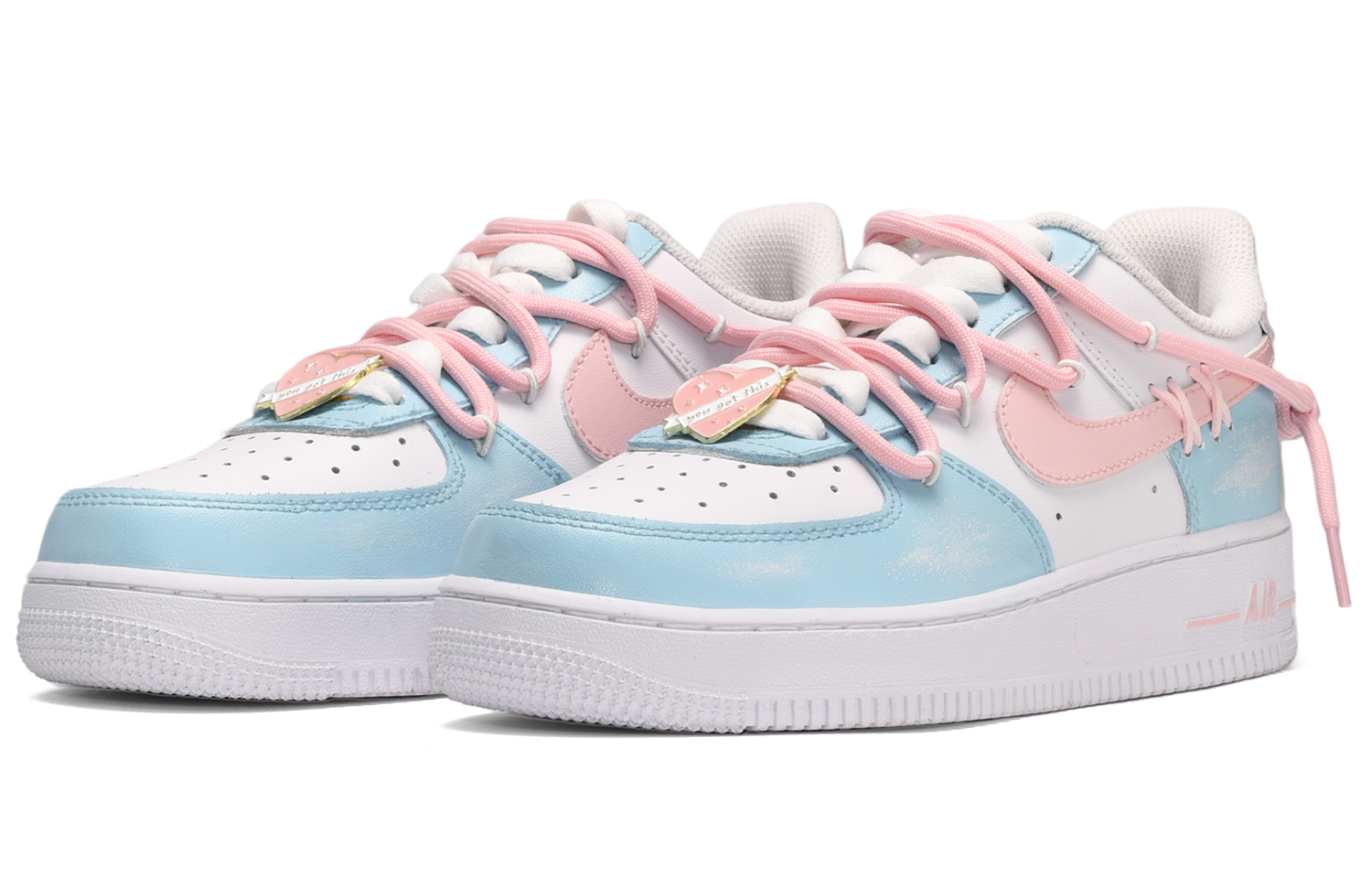 Lookbook 나이키 에어포스1 로우 '여름 마카롱' (화이트/블루/핑크) CW2288-111(TeamE-男款夏日晴空白蓝粉)