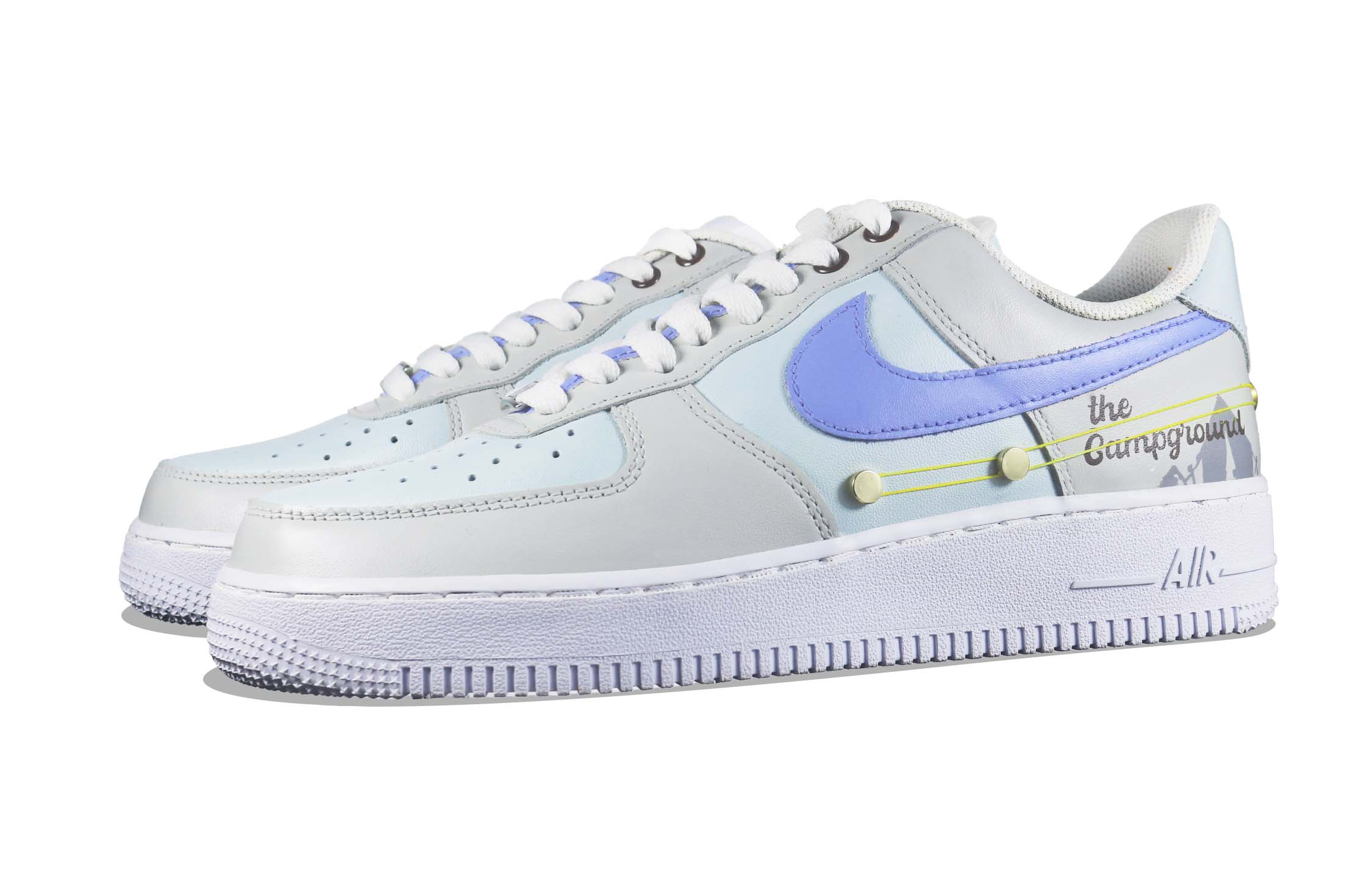 Shop 【カスタムシューズ】ナイキ エア フォース 1 ロー 'サマーキャンプ グレー パープル グリーン' CW2288-111(Team36-男款户外风)