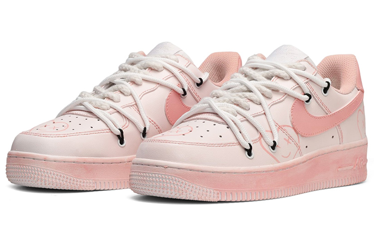 Lookbook [カスタムシューズ] ナイキ エア フォース 1 ロー 'サマー ピンク グラフィティ' CW2288-111(TeamE-男款爱心笑脸粉红)