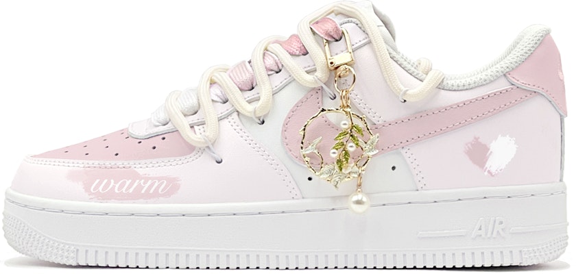 【訂製球鞋】 Nike Air Force 1 Low 空軍一號 學院風 夏日風鈴花 特殊鞋盒 防滑 低筒 板鞋 GS 粉白 Buy 【訂製球鞋】 Nike Air Force 1 Low 空軍一號 學院風 夏日風鈴花 特殊鞋盒 防滑 低筒 板鞋 GS 粉白