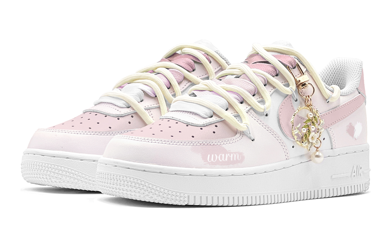 Lookbook [Sepatu Custom] Nike Air Force 1 Low 'Summertime Bellflower Pink-Putih' DH2920-111(TeamS-夏日风铃花女S-BOX)