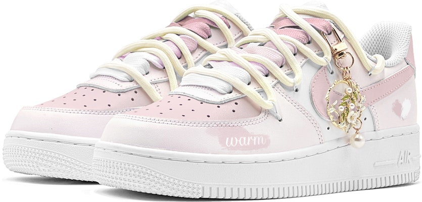 【訂製球鞋】 Nike Air Force 1 Low 空軍一號 學院風 夏日風鈴花 特殊鞋盒 防滑 低筒 板鞋 GS 粉白 Lookbook 【訂製球鞋】 Nike Air Force 1 Low 空軍一號 學院風 夏日風鈴花 特殊鞋盒 防滑 低筒 板鞋 GS 粉白