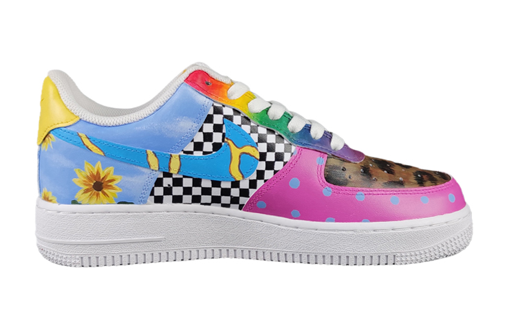 Order [Sepatu Kustom] Nike Air Force 1 Low 'Bunga Matahari Hitam-Putih Kotak-kotak' CW2288-111(team5-男款蓝红黑白棋盘格)