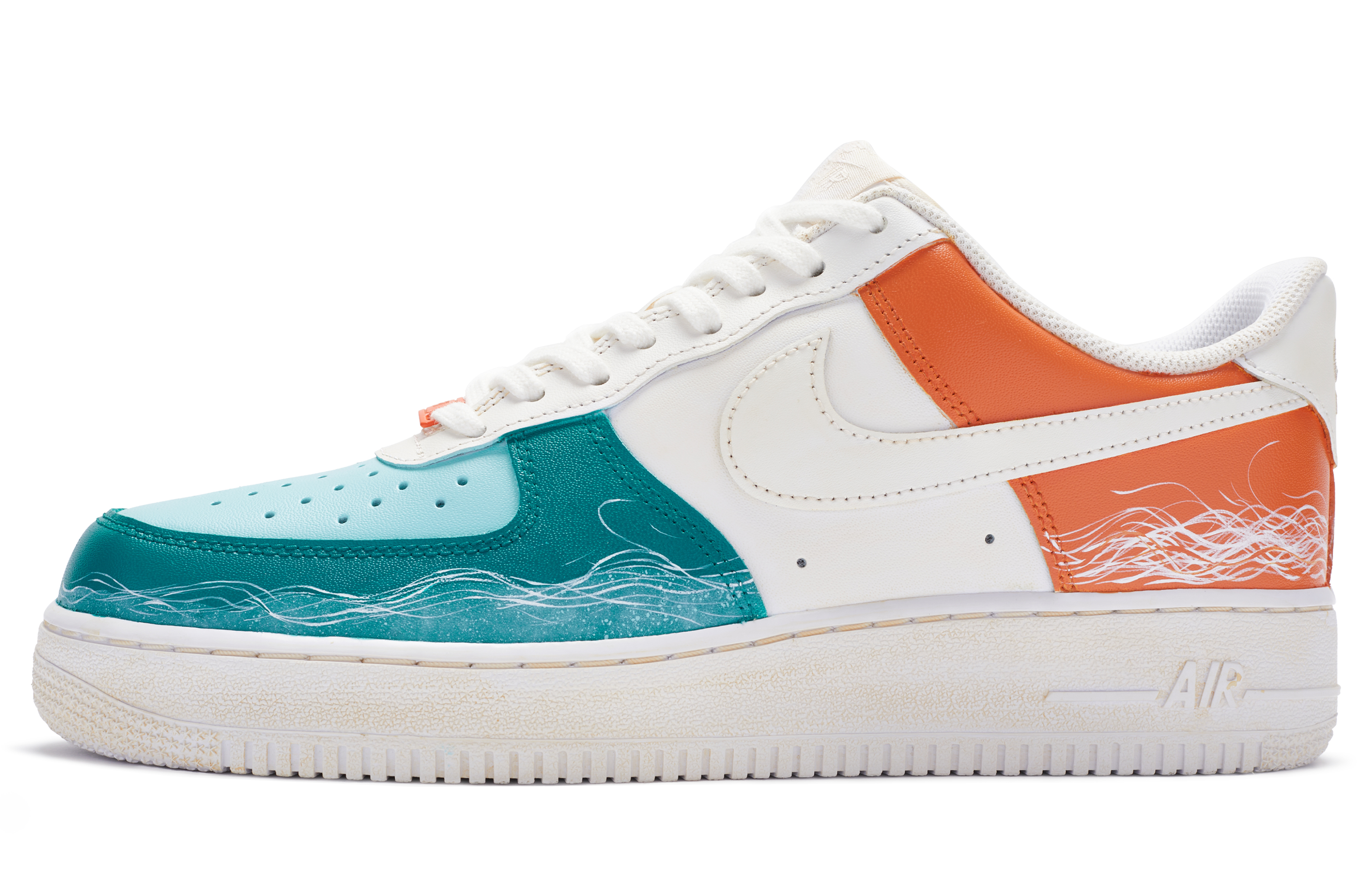 Buy [定制鞋款] 耐克Air Force 1低帮'日落大道蓝白橙' CW2288-111(TeamR-男款日落大道S-BOX)
