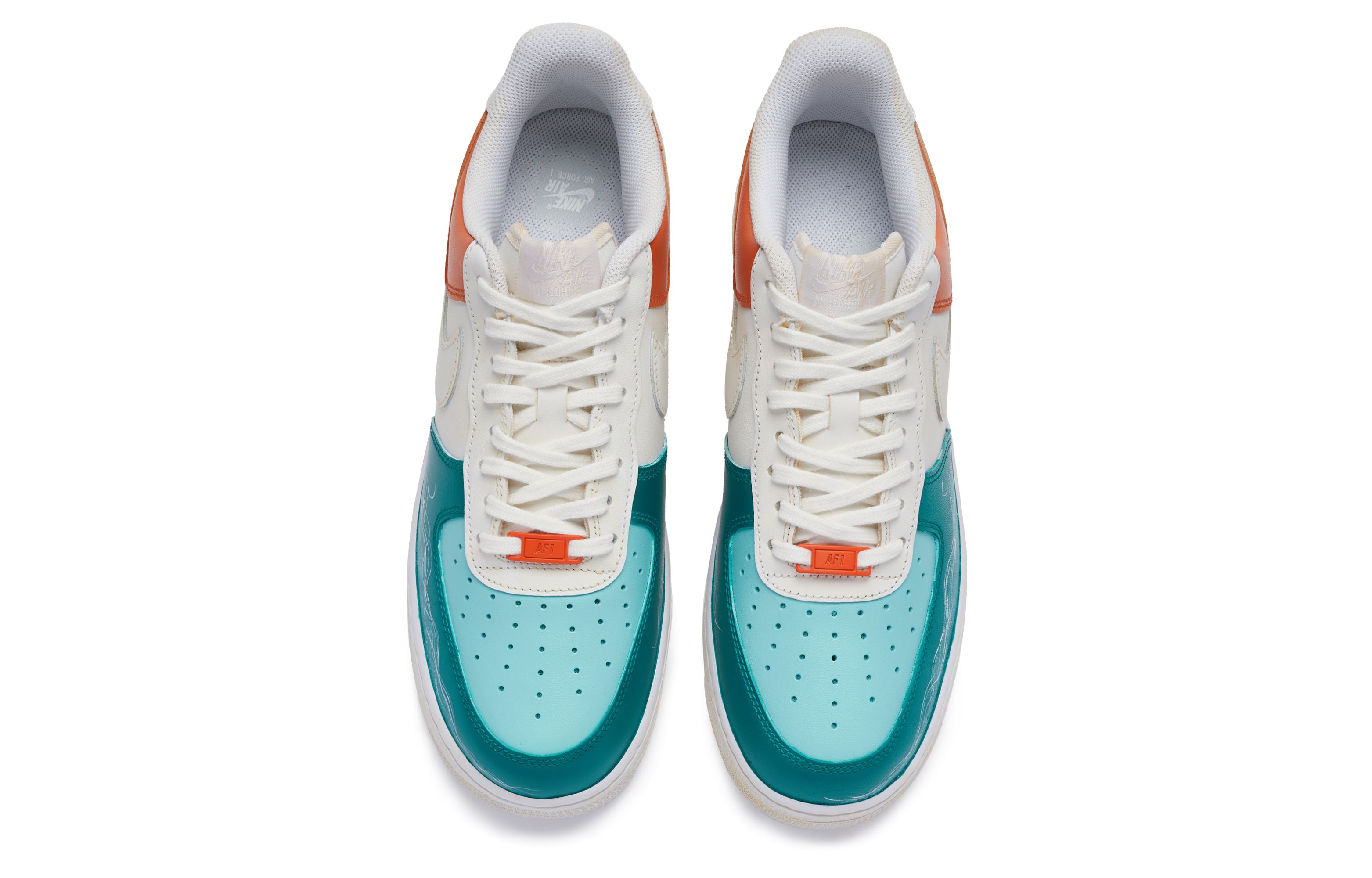 Shop [定制鞋款] 耐克Air Force 1低帮'日落大道蓝白橙' CW2288-111(TeamR-男款日落大道S-BOX)