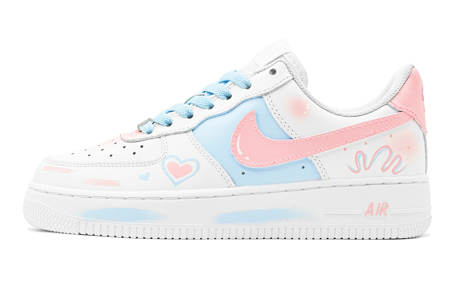 Buy [Zapatos Personalizados] Nike Air Force 1 Low 'Sweetheart Azul Rosa' DH2920-111(TeamS-粉蓝爱心女S-BOX)