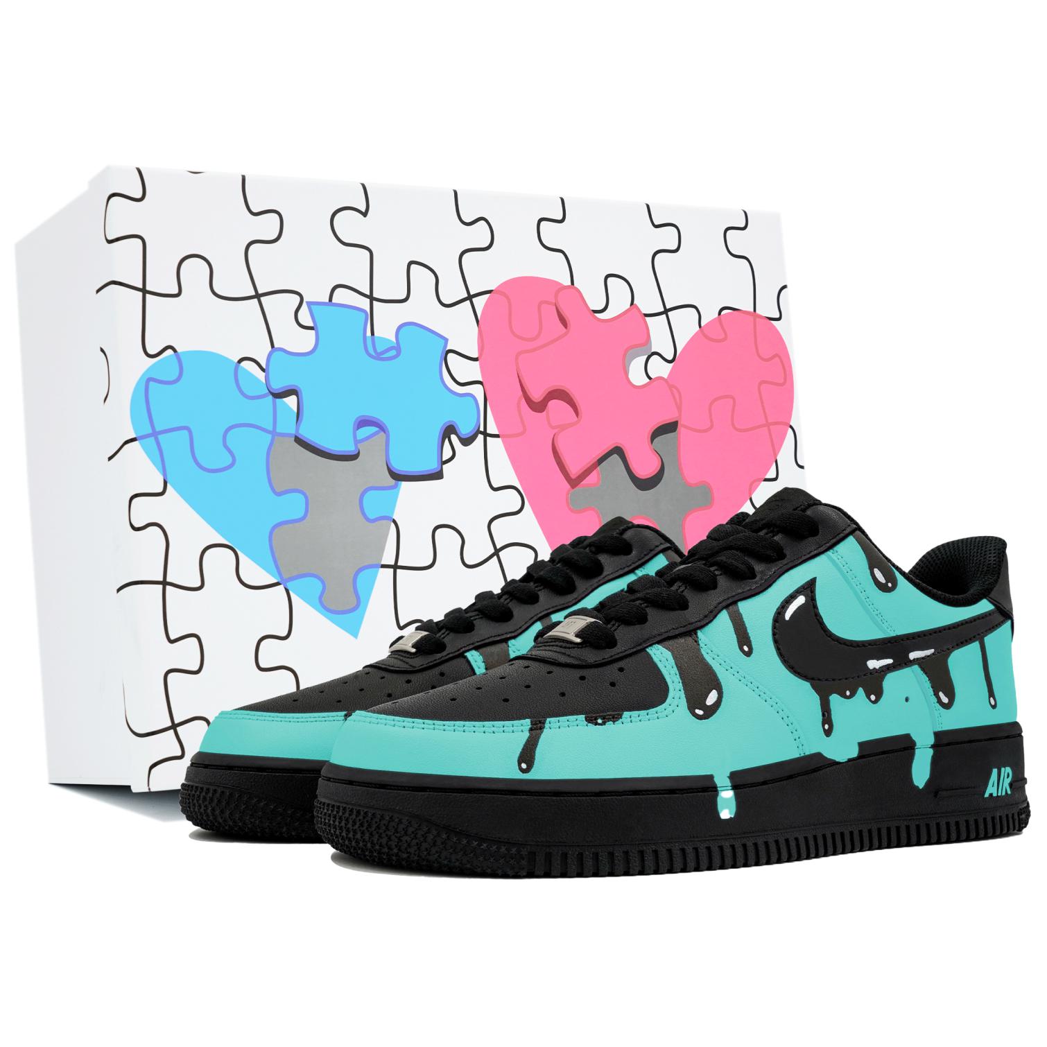 [Custom Shoes] Nike Air Force 1 Low 'Swirling Ink Electric Green'