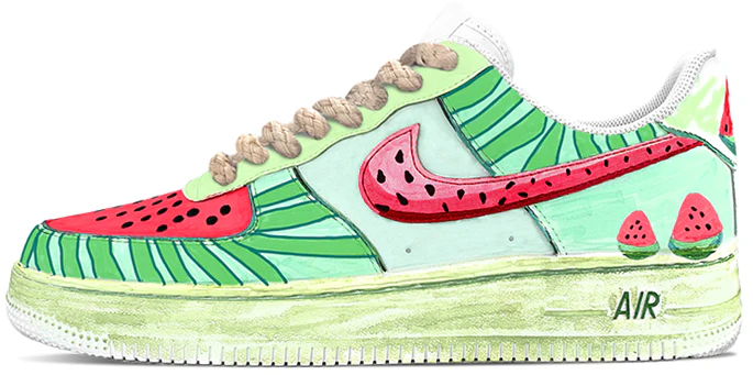 custom-shoes-nike-air-force-1-low-tiffany-green-frozen-watermelon-comic-style
