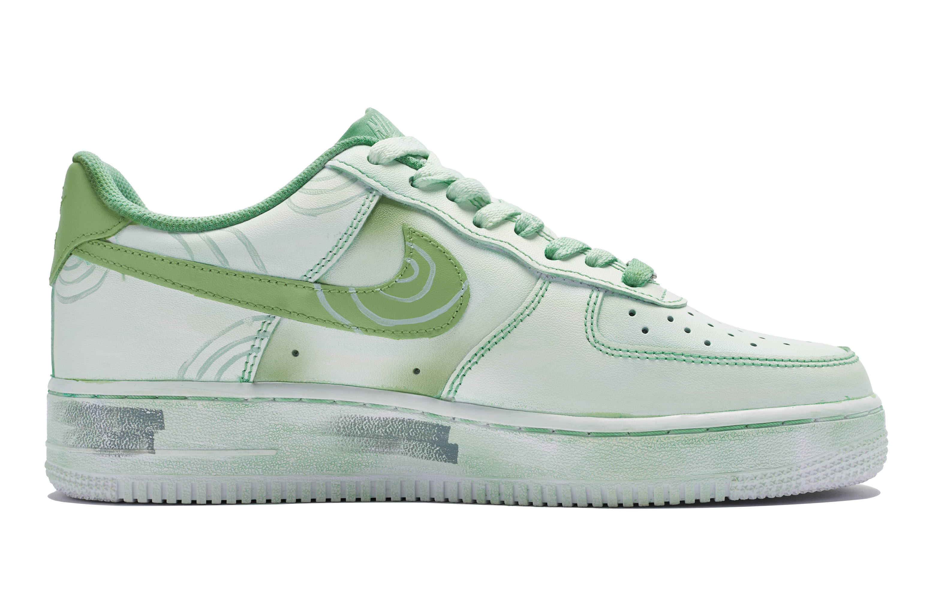 Order 【訂製球鞋】Nike Air Force 1 Low 牛角尖 夢頻情緒色彩 極簡主義 清爽 防滑減震 低筒 板鞋 GS 綠白